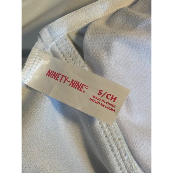 Ninety-Nine Floral One-Piece Swimsuit Halter Neck Green & White Juniors Small - Picture 9 of 10